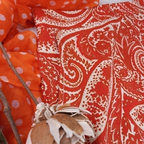 J. CREW Pocketed Orange Cream Paisley Skirt Sz 4 - Picture 9 of 9